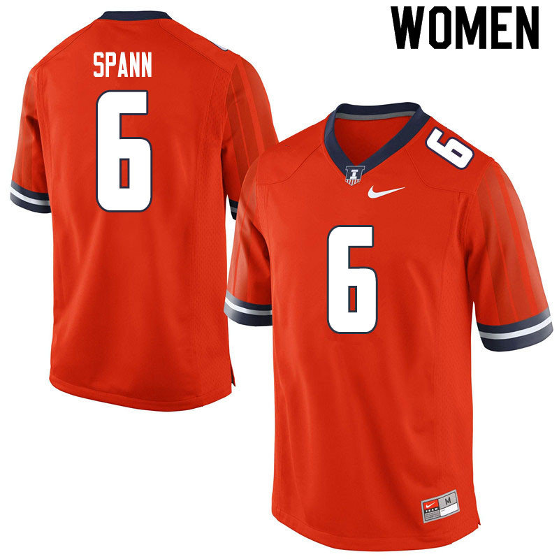 Women #6 Deuce Spann Illinois Fighting Illini College Football Jerseys Sale-Orange